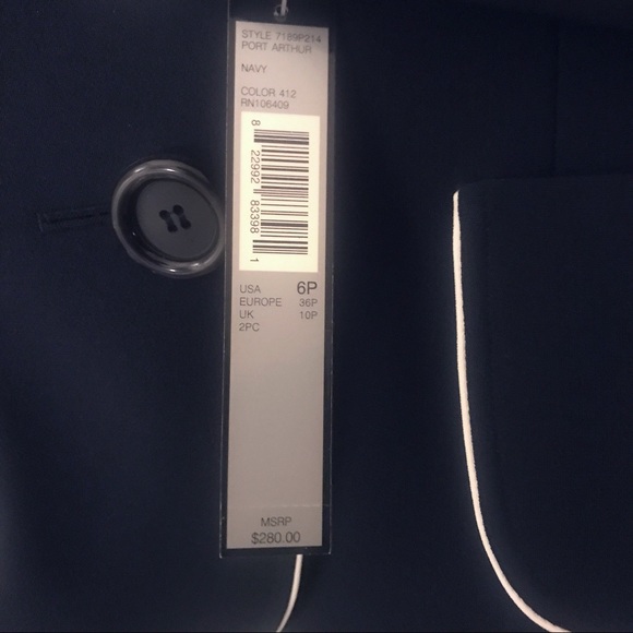 NWT Tahari Navy Blue Blazer Petite Size 6 - Picture 7 of 8